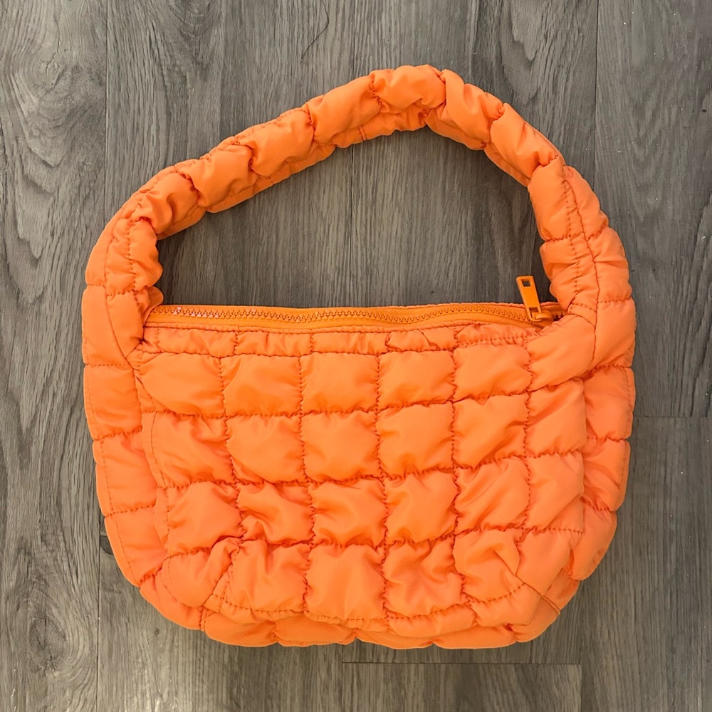 Do Everything In Love Orange Puffer Shoulder Bag
